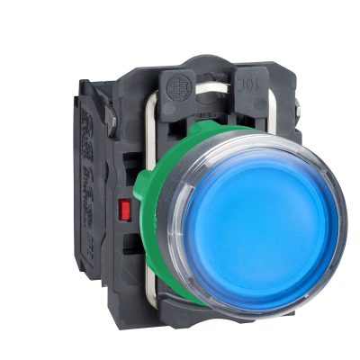 Upu?teno potpuno svjetle?e tipkalo, plavo, promjera 22, opru?ni povrat, 1R i 1M kontakt, 110…120V