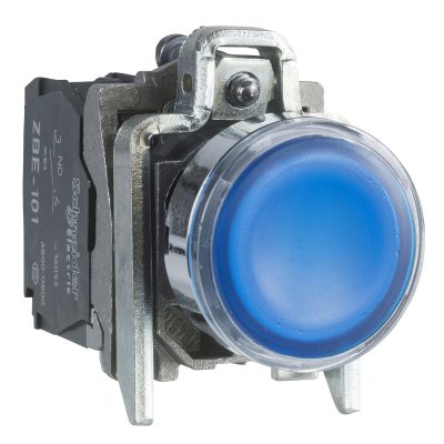 Upu?teno potpuno svjetle?e tipkalo, plavo, promjera 22, opru?ni povrat, 1R + 1M kontakt, 110…120V