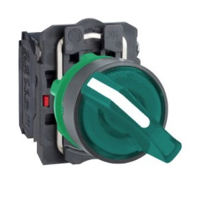 Izborna preklopka, svjetle?a, zelena, potpuna, fi: 22, 2 polo?aja, bez povratka u nulu, 1R+1M kontakt, 230V