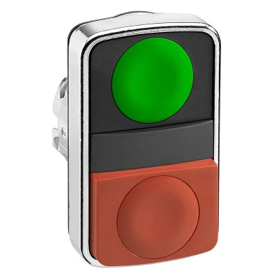 Glava za dvostruko tipkalo, zeleno upu?teno, crveno istaknuto, promjera 22, bez oznake