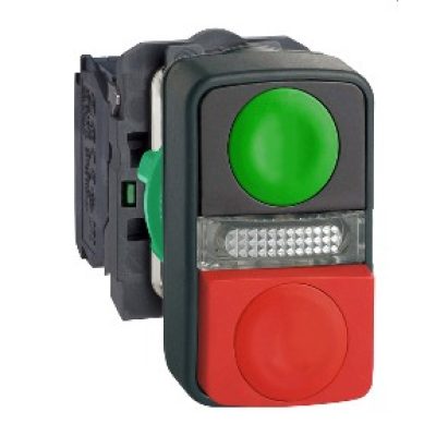 Tipkalo, svjetle?e, dvostruko, crveno-zeleno (O-I), ?uti LED u sredini, upu?teno, fi: 22, 1R+1M, 24V