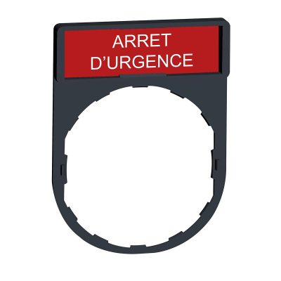 Držač za legendu 30 x 40 mm s legendom 8 x 27 mm, s oznakom ARRET D’URGENCE
