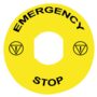 Označena legenda promjera 90 za zaustavljanje u slučaju nužde EMERGENCY STOP, logo ISO13850