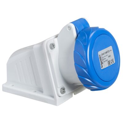 Utičnica PratiKa, zidna, pod kutem, 2P+E, 32A, 200-250V, 50..60Hz, IP67, priključak vijak, satni broj 6