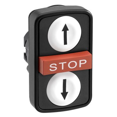 Glava trostrukog tipkala, bijelo upu?teno, crveno istaknuto, bijelo upu?teno, promjera 22, s oznakom