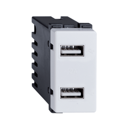 LECCE USB UTIČNICA DVOSTRUKA BIJELA