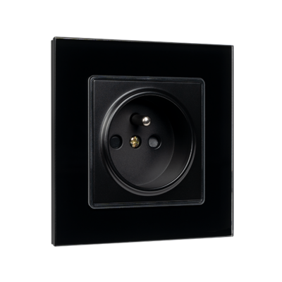 FRENCH TYPE SOCKET 16A GLASS FRAME BLACK