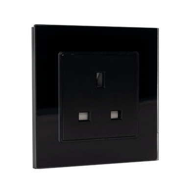 UK TYPE SOCKET 13A GLASS FRAME BLACK