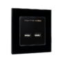 DOUBLE USB SOCKET GLASS FRAME BLACK