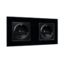 GERMAN TYPE DOUBLE SOCKET 16A GLASS FRAME BLACK