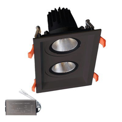 DVOSTRUKA USMJERENA LED SVJETILJKA 2X15W 230V 4000K CRNA+PANIK MODUL