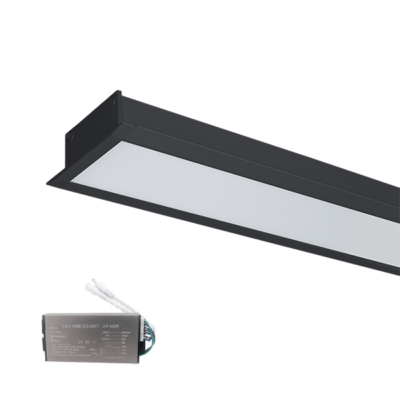 LED PROFIL UGRADNI S77 48W 4000K 1200MM CRNI SA PANIK MODULOM