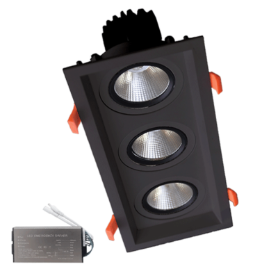 TROSTRUKA USMJERENA LED SVJETILJKA 3X15W 230V 4000K CRNA+PANIK MODUL