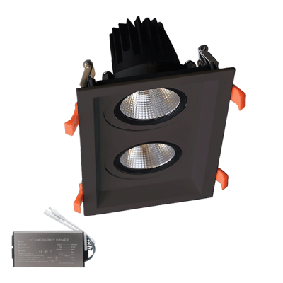 DVOSTRUKA USMJERENA LED SVJETILJKA 2X15W 230V 3000K CRNA+PANIK MODUL