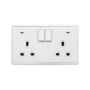 LONDON DOUBLE SOCKET WITH 1P BUTTON SWITCH NEON WH