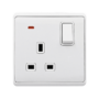 LONDON SINGLE SOCKET WITH 2P BUTTON SWITCH NEON WH
