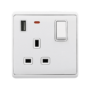 LONDON SINGLE SOCKET 2P BUTTON SWITCH NEON+USB WH