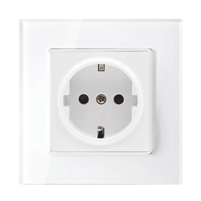 GERMAN TYPE SOCKET 16A GLASS FRAME WHITE+C. BOX