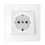 GERMAN TYPE SOCKET 16A GLASS FRAME WHITE+C. BOX