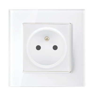 FRENCH TYPE SOCKET 16A GLASS FRAME WHITE+C. BOX