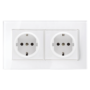GERMAN DOUBLE SOCKET 16A GLASS FRAME WHITE+C. BOX