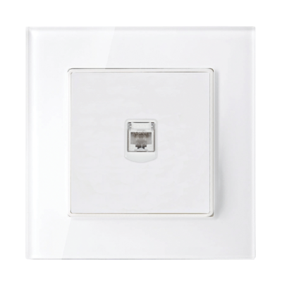 SINGLE LAN SOCKET GLASS FRAME WHITE