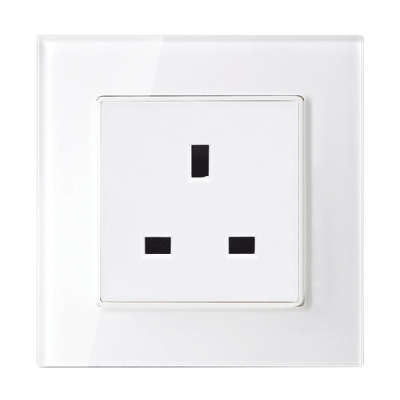 UK TYPE SOCKET 13A GLASS FRAME WHITE