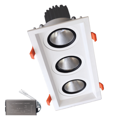 TROSTRUKA USMJERENA LED SVJETILJKA 3X15W 230V 3000K BIJELA+PANIK MODUL
