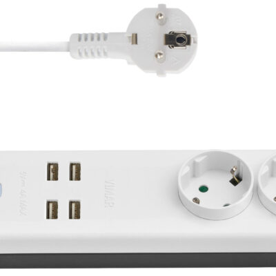 Utikač višekutnik 16A 3DE+4USB+int+WiFi+S31 90°