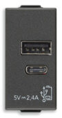 USB napajač A+C12W2,4A5V1M karbonski m