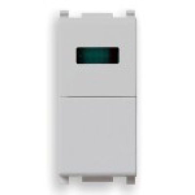 Gumb 1P NO 10A + zelena LED svjetiljka Silver