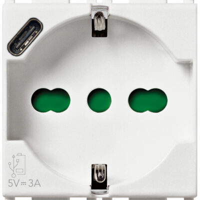 Utikač 2P+T 16A univerzalni + USB C bijeli