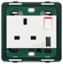 Utikač 2P+T 13A BS+int.crveno+USB A bijelo