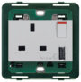 Utikač 2P+T 13A BS+int. crveno+USB A Silver