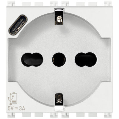 Utikač 2P+T 16A univerzalni + USB C bijeli