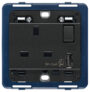 Utikač 2P+T 13A BS+int. crvena+USB A siva