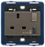 Utikač 2P+T 13A BS+int. crveno+USB A metalni