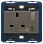 Utikač 2P+T 13A BS+int. crveno+USB C Metal