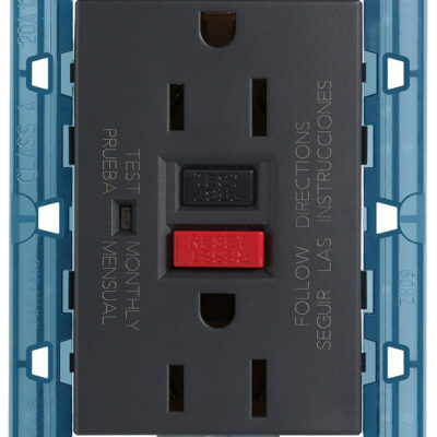 Dvije utičnice 2P+T 15A USA s GFCI siva