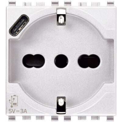 Utikač 2P+T 16A univerzalni + USB C bijeli