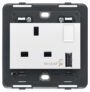 Utikač 2P+T 13A BS + int. + USB A bijela