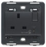 Utikač 2P+T 13A BS + int. + USB C sivi