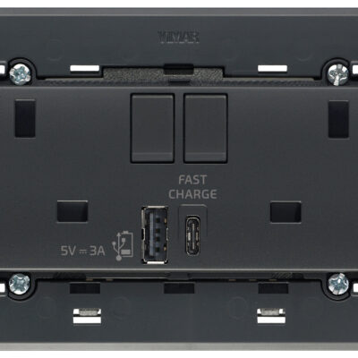 2 utičnice 2P+T 13A BS +int +USB A+C sive