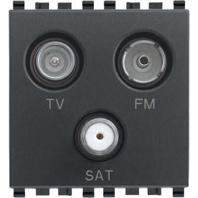 Utikač TV-FM-SAT izravna 3 izlaza sivi