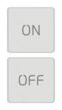 Dva gumba s ravnim simbolima ON/OFF bijeli