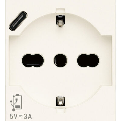 Utikač 2P+T 16A univerzalni + USB C bijeli