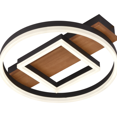 LED CEILING LIGHT 46W 75LM/W BLACK/WOOD BODY CCT + REMOTE CONTROL