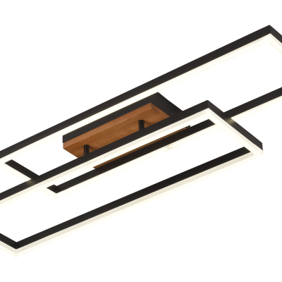 LED CEILING LIGHT 86W 75LM/W BLACK/WOOD BODY CCT + REMOTE CONTROL