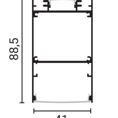 ALUMINIUM PROFILE LED STRIP BLACK BODY/WHITE COVER L=2M