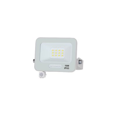 LED SMD FLOODLIGHT WHITE 10W 90lm/W AC180-265V 120° IP65 6000K + SENSOR – 15cm CABLE